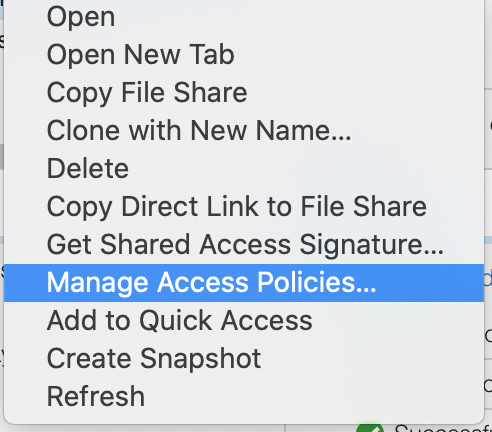 Storage Explorer Manage Policies